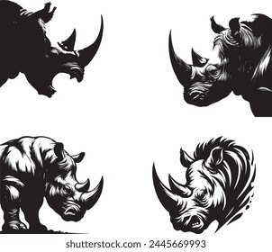 Rhino silhouette collection. Logo set.