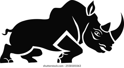 Rhino Silhouette icon design Minimal style hand drawn