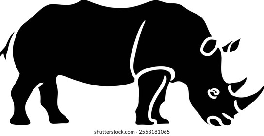 Rhino Silhouette icon design Minimal style hand drawn