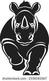 Rhino Silhouette icon design Minimal style hand drawn