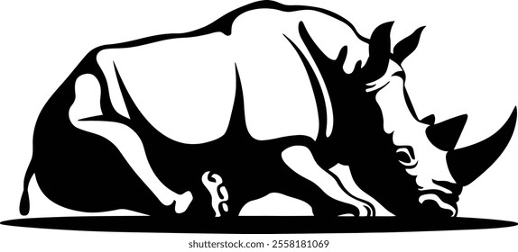 Rhino Silhouette icon design Minimal style hand drawn