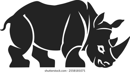 Rhino Silhouette icon design Minimal style hand drawn