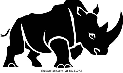 Rhino Silhouette icon design Minimal style hand drawn