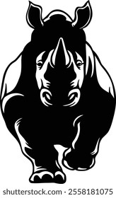 Rhino Silhouette icon design Minimal style hand drawn