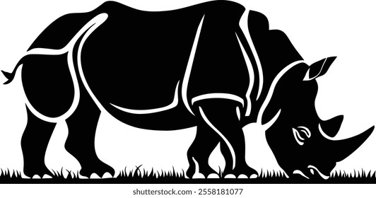 Rhino Silhouette icon design Minimal style hand drawn