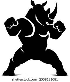 Rhino Silhouette icon design Minimal style hand drawn