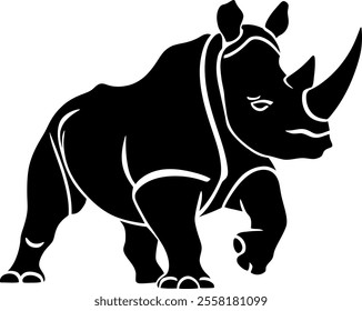 Rhino Silhouette icon design Minimal style hand drawn