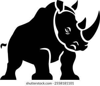 Rhino Silhouette icon design Minimal style hand drawn