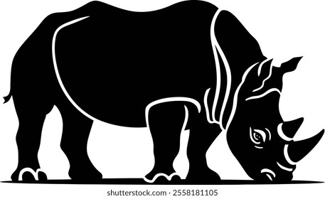 Rhino Silhouette icon design Minimal style hand drawn