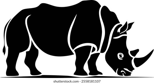 Rhino Silhouette icon design Minimal style hand drawn