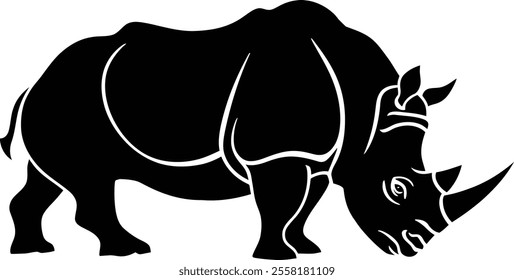 Rhino Silhouette icon design Minimal style hand drawn