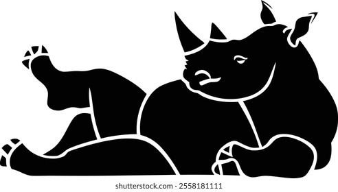 Rhino Silhouette icon design Minimal style hand drawn