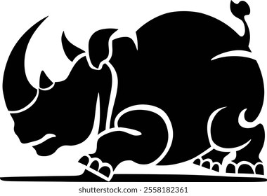 Rhino Silhouette icon design Minimal style hand drawn