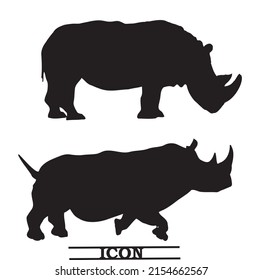 Rhino silhouette. Rhino icon.Vector illustration eps10.
