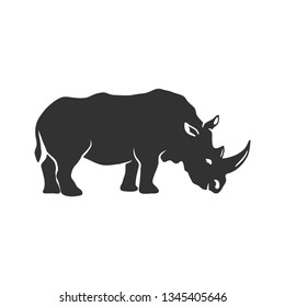 Rhino silhouette isolated on white. Vector illustration.