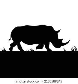 Rhino silhouette isolated on white background. Rhinoceros icon. Vector illustration, print, poster, logo, web, cutout. animal stencil cutout. Wildlife graphic, savanna, Africa symbol. Vector EPS10
