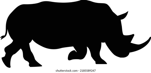 Rhino silhouette isolated on white background. Rhinoceros icon. Vector illustration, print, poster, logo, web, cutout. animal stencil cutout. Wildlife graphic, savanna, Africa symbol. Vector EPS10
