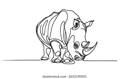 silhueta rinoceronte ilustração vetor de arte de linha com um fundo branco