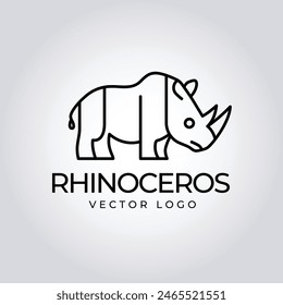 Rhino silhouette logo design. Abstract wild animal emblem, Strong rhinoceros symbol. Premium brand identity concept, Modern rhino head logo. Vector illustration template