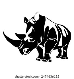 Rhino Silhouette Logo Design. Abstraktes Wildtier-Emblem, starkes Nashorn-Symbol.