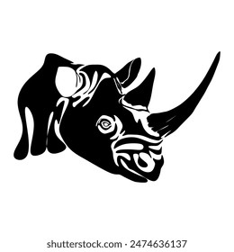 Rhino silhouette logo design. Abstract wild animal emblem, Strong rhinoceros symbol.