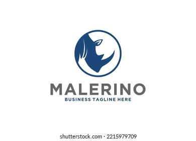Rhino silhouette logo icon design illustration animal symbol element savanna world