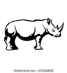 Rhino silhouette logos, emblems, badges, labels template design element.Isolated on white background.Vector illustration.