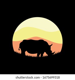 rhino silhouette on wildlife vector illustration design