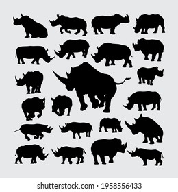 Rhino Silhouette. A set of rhino silhouettes