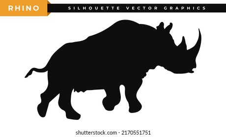 Rhino silhouette vector. Hippo silhouette illustration. Rhinoceros logo design. Symbols of wild animals, World rhino day icon.