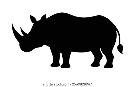 rhino silhouette vector illustration isolated on white background