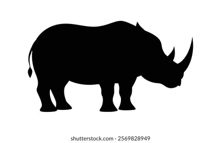 rhino silhouette vector illustration isolated on white background