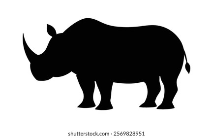 rhino silhouette vector illustration isolated on white background