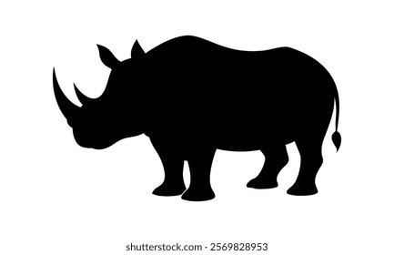 rhino silhouette vector illustration isolated on white background