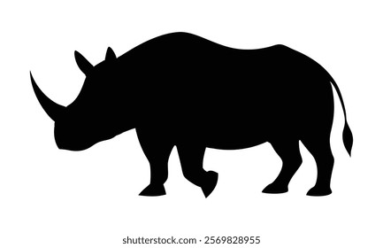 rhino silhouette vector illustration isolated on white background