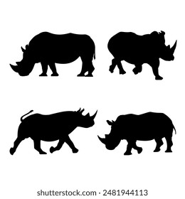 Rhino Silhouette Vektorillustration. Nashorn-Symbol. Geeignet für Zoo und Wildtier Maskottchen.