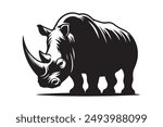 Rhino silhouette vector illustration template