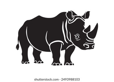 Rhino silhouette vector illustration template