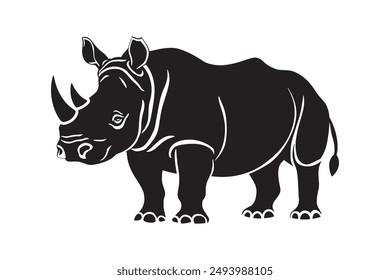 Rhino silhouette vector illustration template