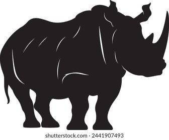 Rhino Silhouette Vector Illustration White Background