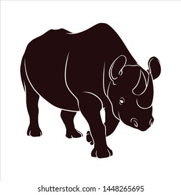 rhino silhouette vector isolated on white background
