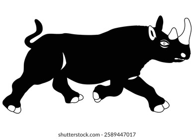 rhino silhouette vector logo illustration art black and white