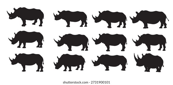 rhino silhueta branco fundo vetorial ilustração