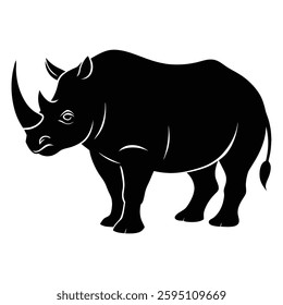 Rhino silhouettes and icons. black flat color white background Rhino animal vector and illustration.