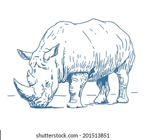 Rhino sketch drawing isolated on white background