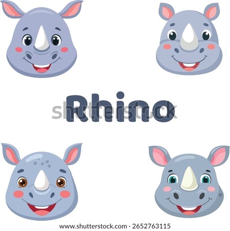 Rhino smiling face cute and happy