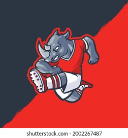 Rhino soccer mascot character logo template suitable for soccer team