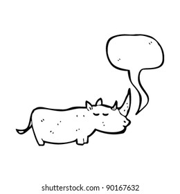 rhino with speech bubble cartoon