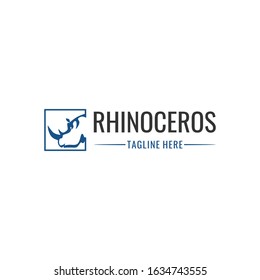 Rhino Square Animal Silhouette Illustration Vector Business Logo
