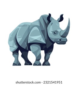 Rhino standing in nature over white